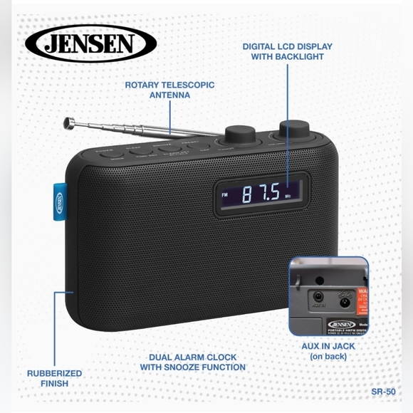JENSEN SR-50 Portable AM/FM Digital Radio, New in Box - Picture 4 of 8